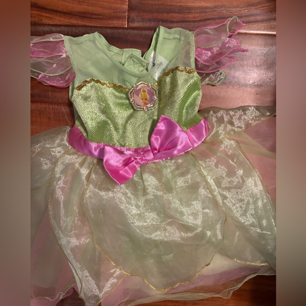 Disney Tinker Bell Green and Gold Dress size 12/18 months tinkerbelle (0913)